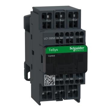 AC mágneskapcsoló, 11kW/25A (400V, AC3), rugós csatlakozás, 1Z+1NY LC1D253F7