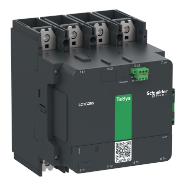 High power contactor, TeSys Giga, 4 pole (4NO), AC-1 <=440V 550A, standard version, 100…250V wide band AC/DC coil LC1G4004KUEN