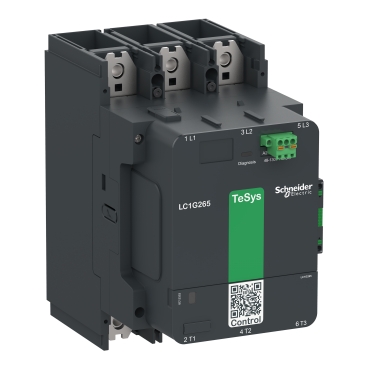 High power contactor, TeSys Giga, 3 pole (3NO), AC-3 <=440V 265A, standard version, 100…250V wide band AC/DC coil LC1G265KUEN