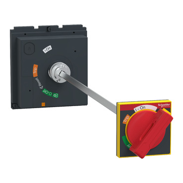 Hosszabbított rotációs hajtás, ComPacT NSX 400/630, piros kar sárga előlapon, tengely hossz 209 to 600 mm, IP55 LV432600T