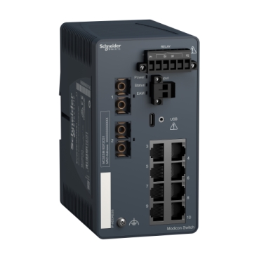 Modicon Extended Managed Switch - 8 ports for copper + 2 ports for fiber optic single-mode MCSESM103F2CS1