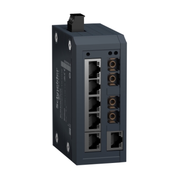 Modicon Standard Unmanaged Switch - 6 ports for copper + 2 ports for multimode fiber optic MCSESU083F2CU0