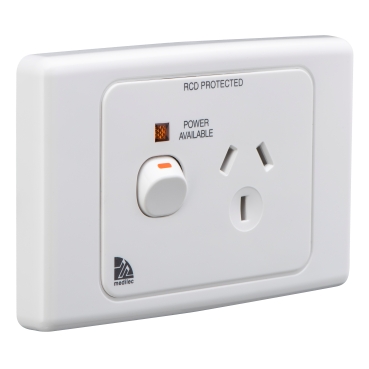 Medilec, Single Switch Socket Outlet, 250V, 10A