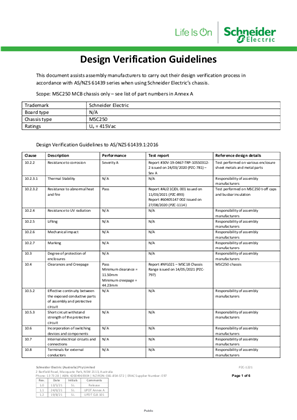 MSC250 MCB Chassis - PZC-1221  - Design Verification Guidelines to AS/NZS 61439.1:2016