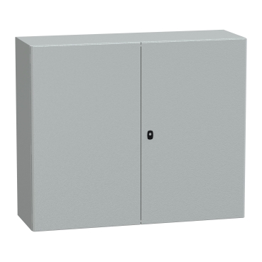 Spacial S3D 2 plain door with mount.plate. H1000xW1200xD400 IP55 IK10 RAL7035. NSYS3D101240DP