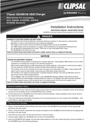 Clipsal 30USBCM USB Charger