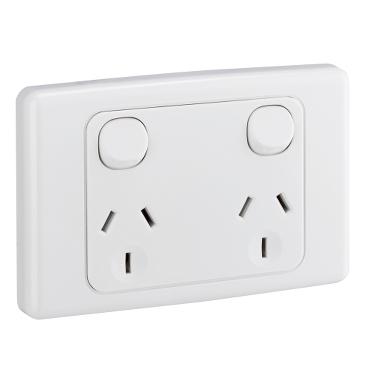 2000 Series, Twin Switch Socket Outlet, 250V, 10A, 2 Pole