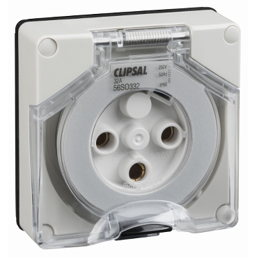 Clipsal - 56 Series, Socket Outlet, Surface 3 Pole Round 32A Less Enclosure