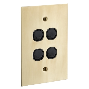 Metal Plate Series, Flush Switch, 4 Gang, 250VAC, 10A, Range, BBSL Style, Standard, Vert