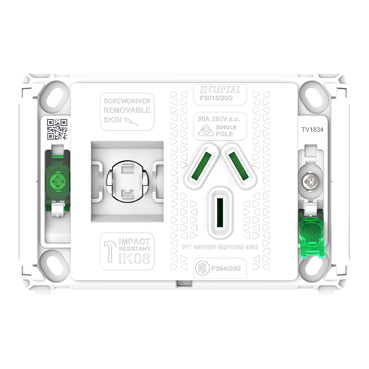 Pro Series, Single Power Point Grid, Horizontal Mount, 250V, 20A
