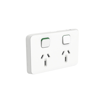 Iconic, Double Switched Socket, 15A Horizontal 250V