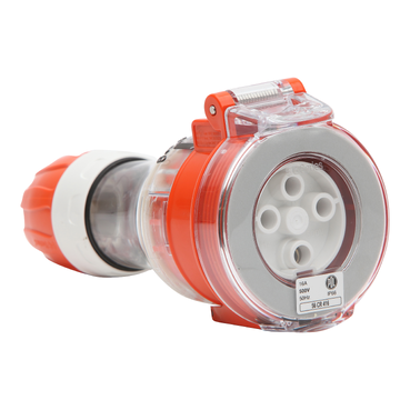 56 Series, Cord Connector Extension Socket, 16A 500V 4-Round Pin IP66, Orange