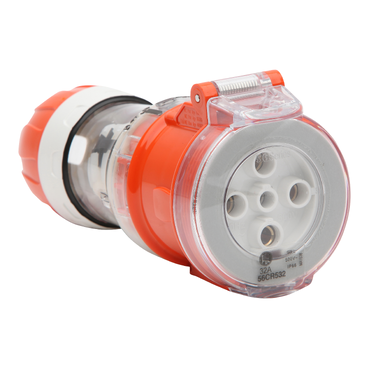 56 Series, Cord Connector Extension Socket, 32A 500V 5-Round Pin IP66, Orange