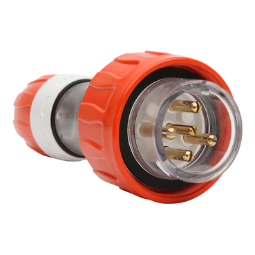 56 Series, Plug Straight, 16A 500V 3-Phase 5-Round Pin IP66, Orange