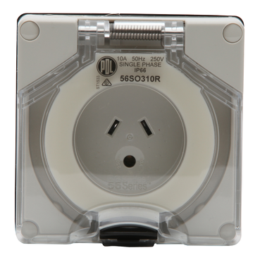 56 Series, Socket, 10A 250V 1-Phase 2-Flat Pin Round Earth IP66