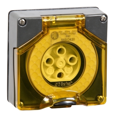 56 Series, Socket, 20A 500V 3-Phase 4-Round Pin IP66