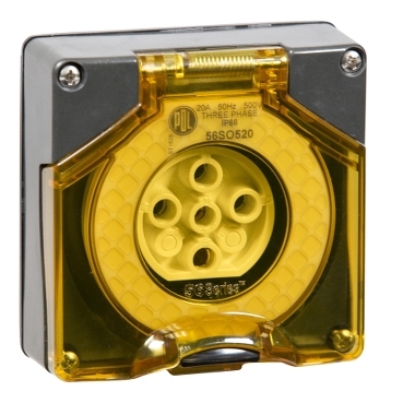 56 Series, Socket, 20A 500V 3-Phase 5-Round Pin IP66