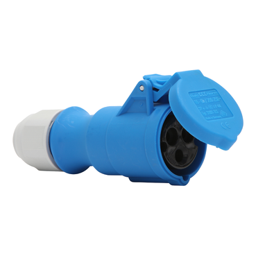 56 Series, BALS Cord Extension Socket, 16A 230V 3-Round Pin IP44, Blue