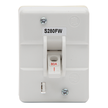 S Series, Front Wiring Mains Switch, 80A/M200, 440V, 50 Hz, 2-Pole, White