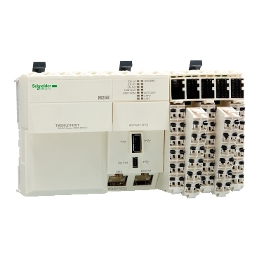 Modicon M258 gépvezérlő PLC, 42 I/O, tranzisztor (source) kimenet, RS232/RS485, Ethernet Modbus TCP/IP, 24 VDC TM258LD42DT