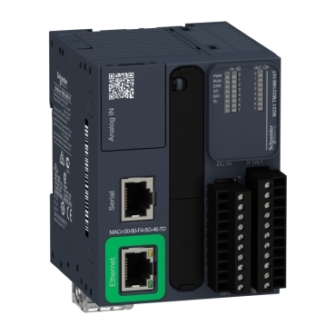 Modicon M221 gépvezérlő PLC, 16 I/O, tranzisztor (source) kimenet, RS232/485, Ethernet Modbus TCP/IP, 24 VDC, könyv for. TM221ME16T