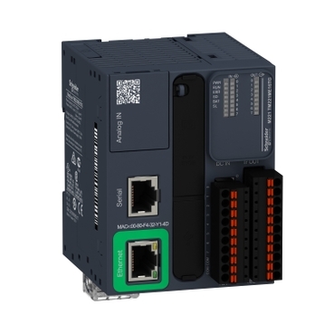 Modicon M221 gépvezérlő PLC, 16 I/O, tranz. (source) kimenet, RS232/485, Ethernet Modbus TCP/IP, 24VDC, könyv for.,rugós TM221ME16TG