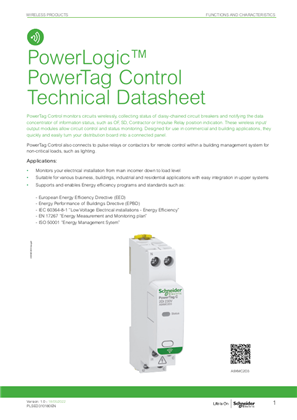 PowerLogic PowerTag Control Technical Datasheet
