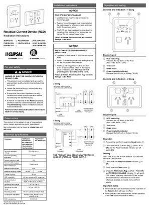Residual Current Device (RCD) Installation Instructions