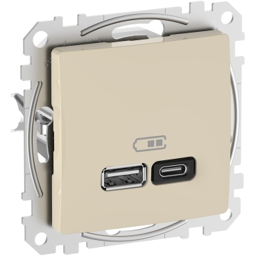 ÚJ SEDNA Dupla USB gyorstöltő, A+C, 45W, bézs SDD112404