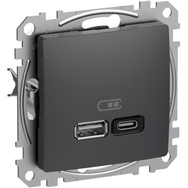 ÚJ SEDNA Dupla USB gyorstöltő, A+C, 45W, antracit SDD114404