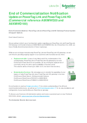 Update on PowerTag Link and PowerTag Link HD, End of Commercialization