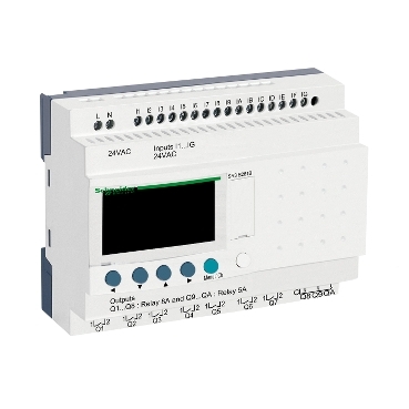 Zelio Logic, Modular Smart Relay, 24 I/O, 24V AC, Clock, Display