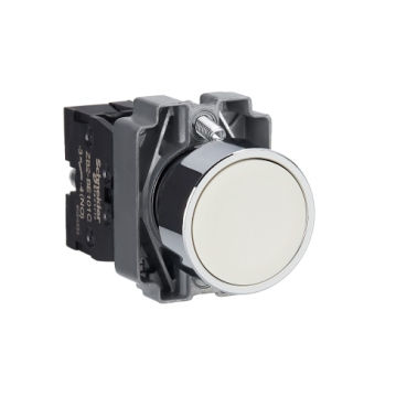 Easy Harmony XB2, Nyomógomb, fehér, 1 NO, fém, panelbe süllyesztett, 22mm, visszatérő, jelöletlen XB2BA11C