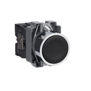 Easy Harmony XB2, Nyomógomb, fekete, 1 NO, fém, panelbe süllyesztett, 22mm, visszatérő, jelöletlen XB2BA21C