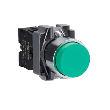 Easy Harmony XB2, Nyomógomb, kiemelkedő, zöld, 1 NO, fém, 22mm, visszatérő, jelöletlen XB2BL31C