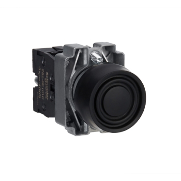 Easy Harmony XB2, Nyomógomb, védősapkás, fekete, 1 NO, fém, panelbe süllyesztett, 22mm, visszatérő XB2BP21C