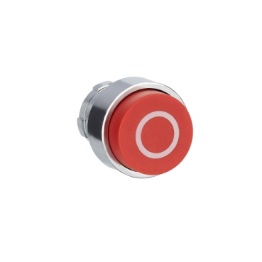 Easy Harmony XB2, Nyomógomb fej, kiemelkedő, piros, jelölt O, fém, 22mm, visszatérő ZB2BL432C