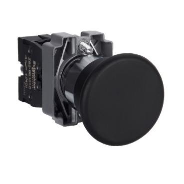 Easy Harmony XB2, Nyomógomb, gombafejű, fekete, 1 NO, fém, 22mm, fej 40mm XB2BC21C