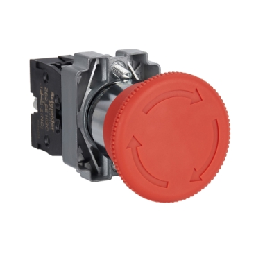 Easy Harmony XB2, Vészgomb, piros, 1 NC, fém, 22mm, fej 40mm XB2BS542C