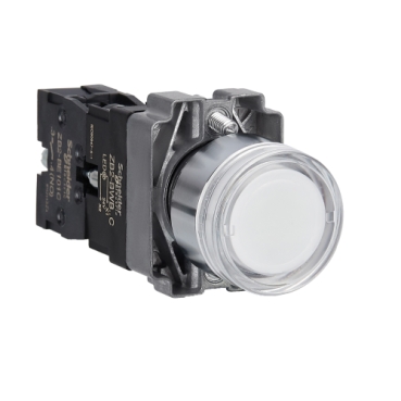Easy Harmony XB2, Világító nyomógomb, fehér, AC/DC 24V, fém, panelbe süllyesztett, 22mm, visszatérő XB2BW31B1C