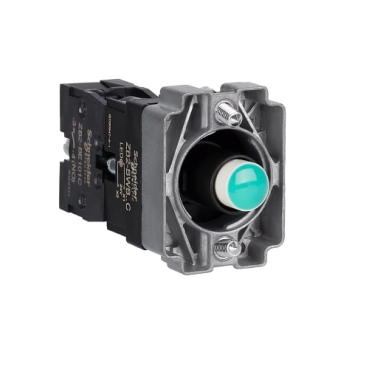 Easy Harmony XB2, Világító aljzat, gallér, zöld led, fém, ZB2BWB31C