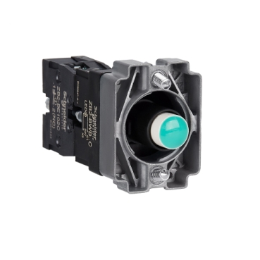 Easy Harmony XB2, Világító aljzat, gallér, zöld led, fém, ZB2BWB32C