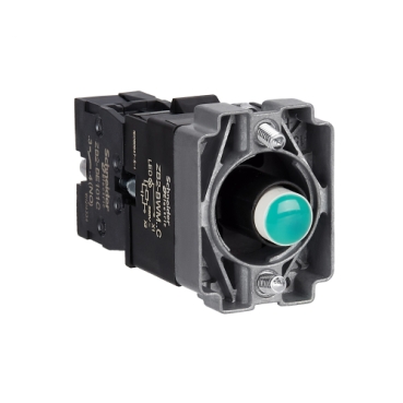 Easy Harmony XB2, Világító aljzat, gallér, zöld led, fém, ZB2BWM31C