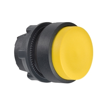 Harmony XB5, Head For Non Illuminated Push-button, Yellow Projecting, 22mm, Spring Return, Unmarked