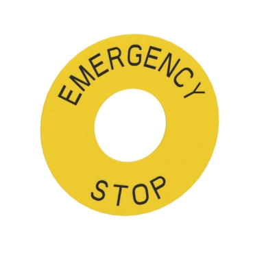 Easy Harmony XB2, Köralakú felirati tábla, Ø60 mm, jelölt EMERGENCY STOP, műanyag, ZB2BY9330C