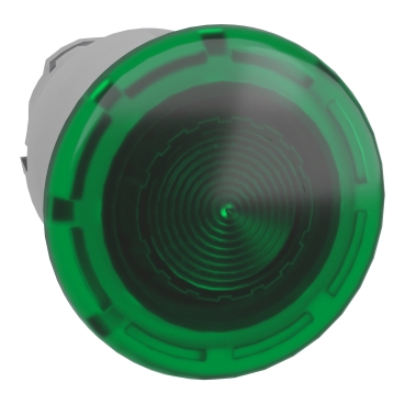 Harmony XB4, Head For Illuminated Push-button, Metal, Green Mushroom 40mm, 22mm, Universal LED, Spring Return